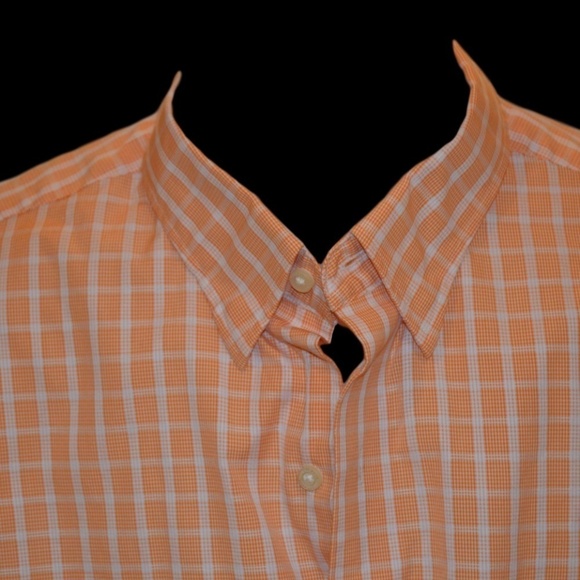 Tommy Bahama  Button Down Button Down Shirt Plaid Orange & White Size: 16 34-35 - Picture 2 of 3